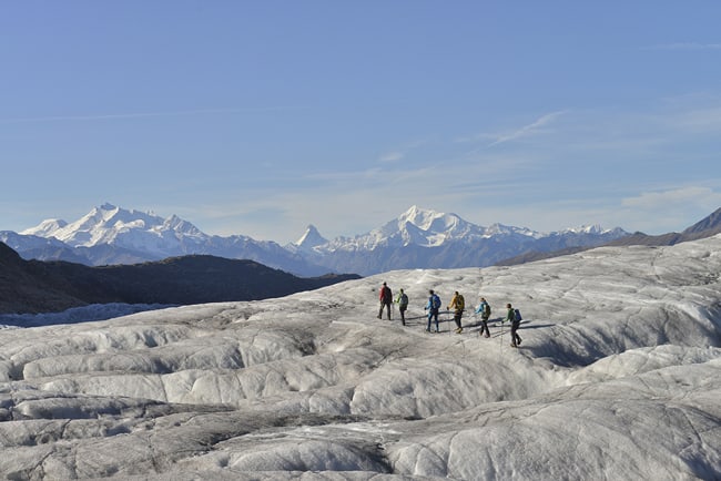Sommer, Gletschtertour, Aletschgletscher, Gruppentour, Bergführer, Rundtour, Rollibock, Gletscherambassadoren, Gletscher intensiv, Naturerlebnis, Naturphänomen, bewegend, rein, einzigartig