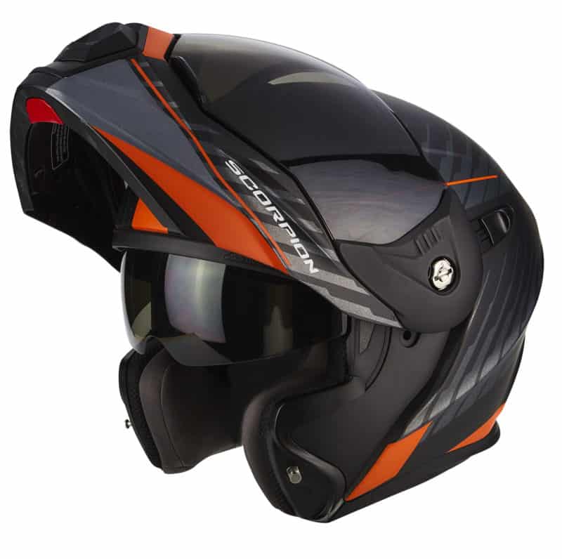 Scorpion ADX-1 DUAL Matt Black-Silver Orange-Open no visor