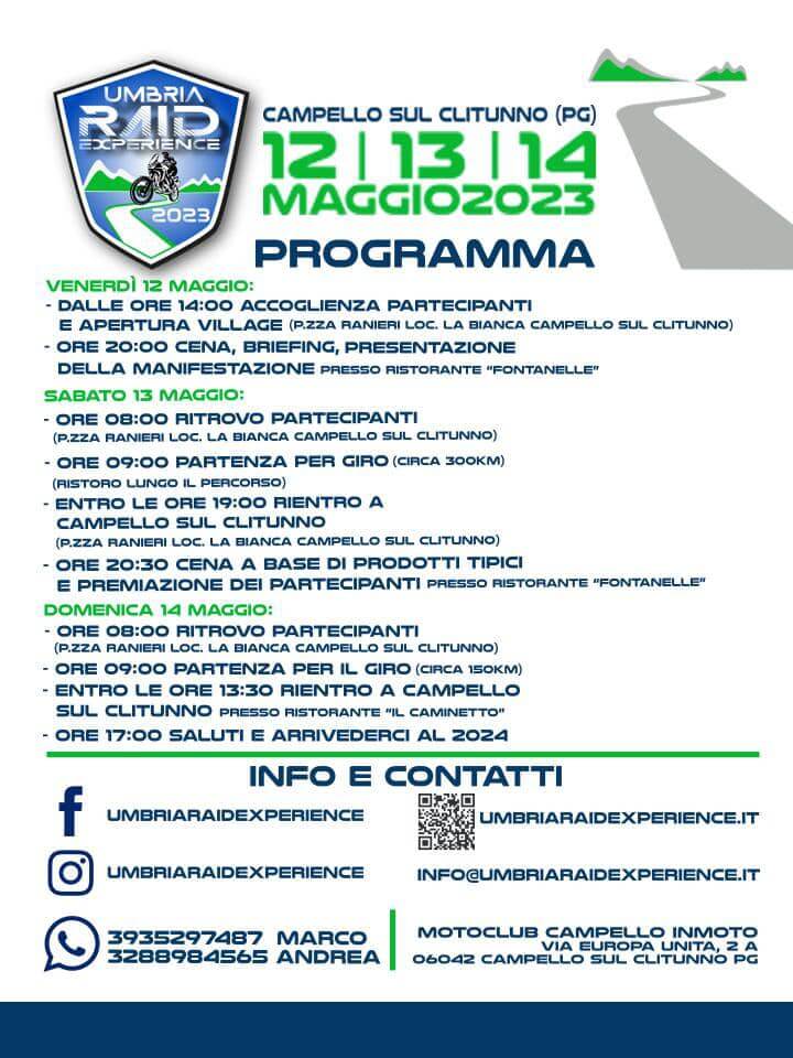 Umbria Raid Experience programma